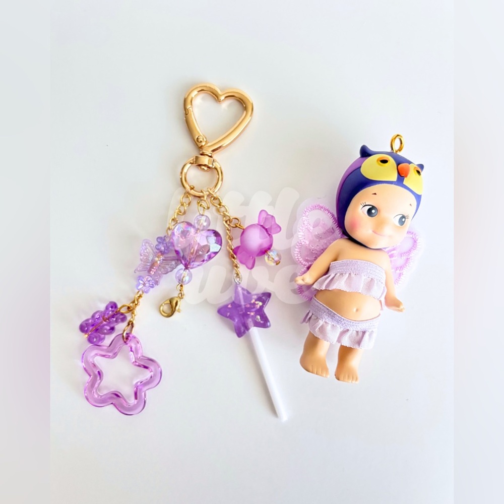 Sonny Angel Owl keychain | Handmade upcycled bag charm - Picture 2 of 5